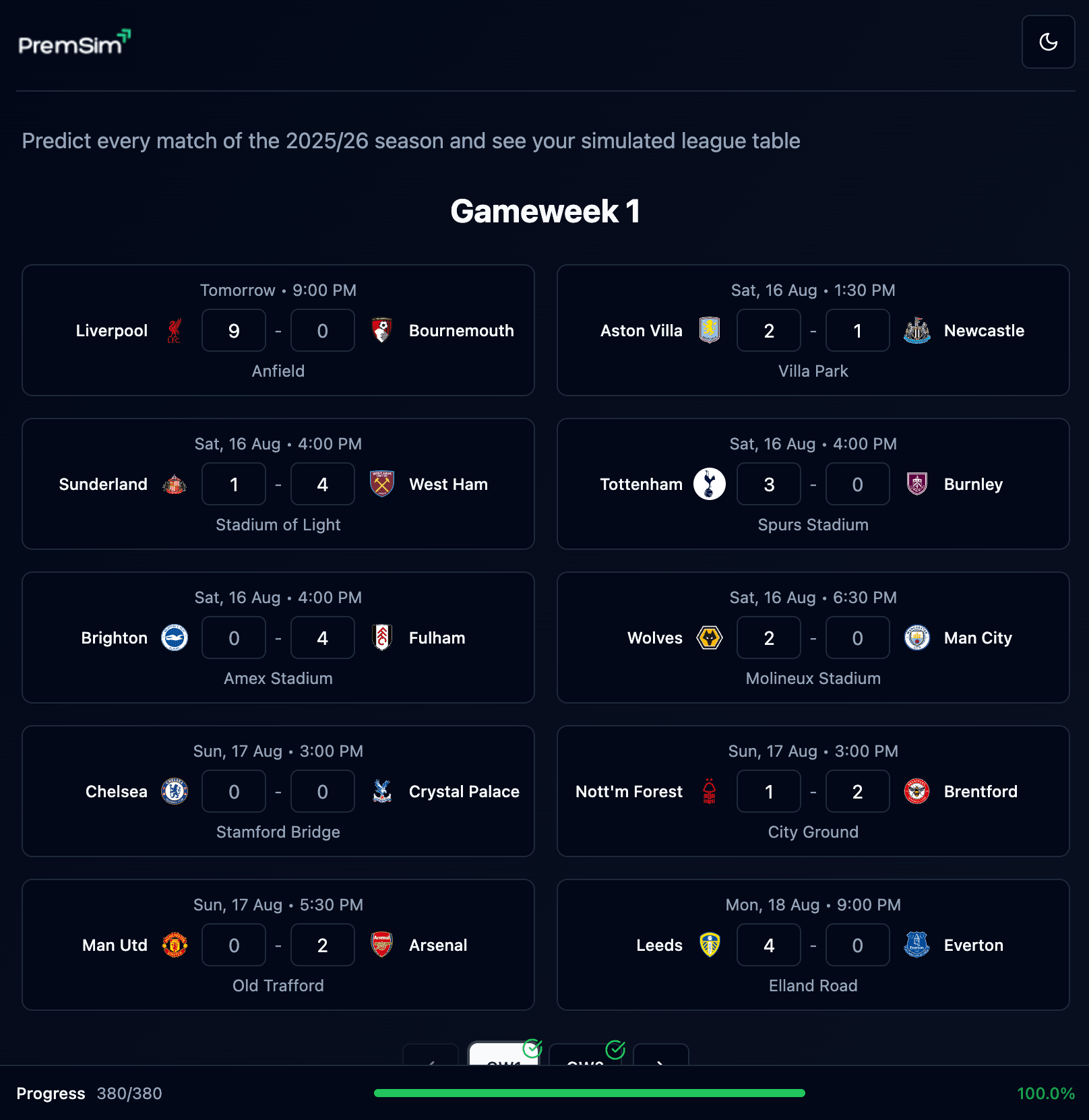 A screenshot of premsim.com
